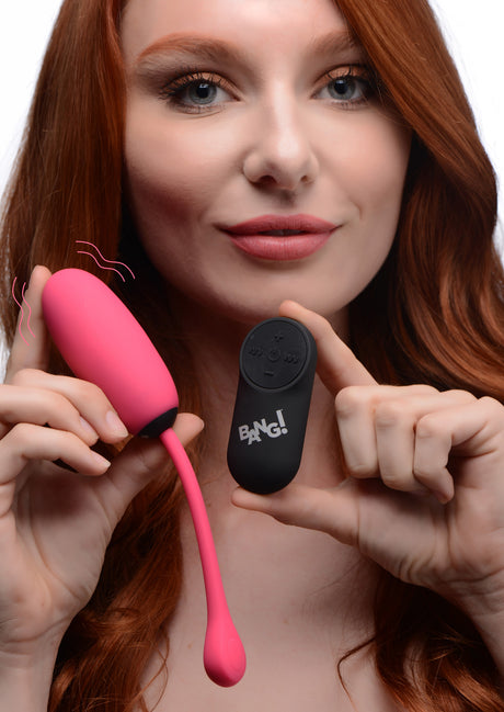 Bang! Remote-Control Silicone Plush Egg Vibrator — Black - BNG-AG590-BLK