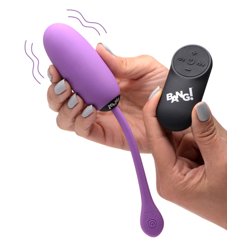 Bang! Remote-Control Silicone Plush Egg Vibrator — Black - BNG-AG590-BLK