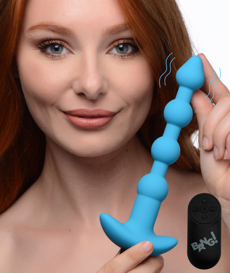 Bang! Remote-Control Vibrating Silicone Anal Beads, Black - BNG-AG614-BLK