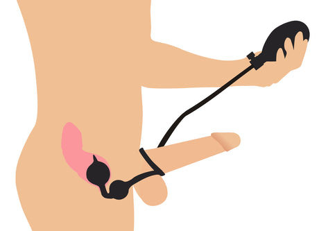 Master Series Devils Rattle Inflatable Silicone Anal Plug with Cock and Ball Ring - 848518042590