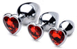 Booty Sparks Heart Gem Anal Plug Set — 3 Red Metal Heart Plugs - BTYS-AG694