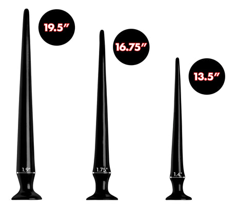 Hosed Slim Tapered Anal Hose Training Set, 3-Pack Black PVC - 848518043092
