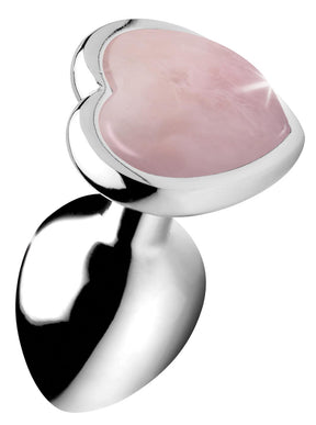 Booty Sparks Rose Quartz Heart Anal Plug - Small - 848518044303