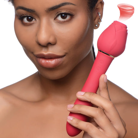 Bloomgasm Sweet Heart Rose Clit Suction Vibrator — Red Silicone - INM-AG827