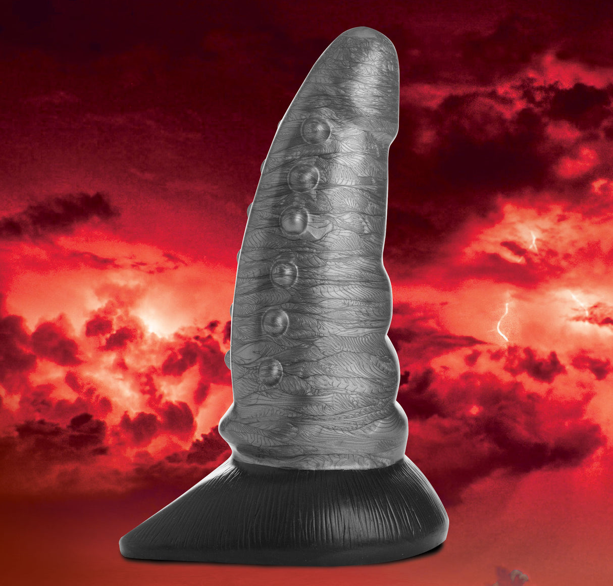 Creature Cocks Beastly Tapered Bumpy Silicone Dildo — 8.25 in, Silver - CC-AG878-SLV