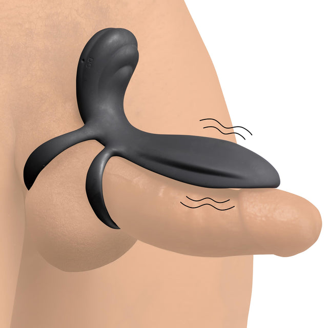 Trinity Men 10X Silicone Vibrating Girth Enhancer with Remote (Black) - 848518046277