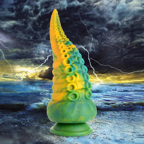 Creature Cocks Monstropus Tentacled Silicone Dildo, Marbled Green/Yellow/Blue, 8.5" - CC-AG919