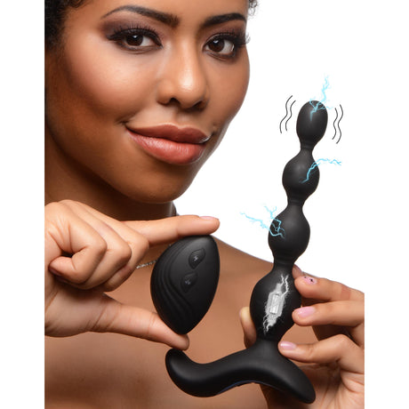 Zeus Electrosex Shock-Beads 80X Silicone Vibrating E-Stim Anal Beads - 848518046710