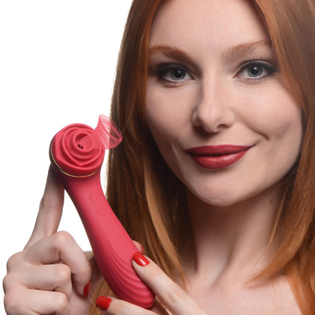 Bloomgasm Passion Petals Rose Suction Vibrator, Red, 6 in - INM-AG924