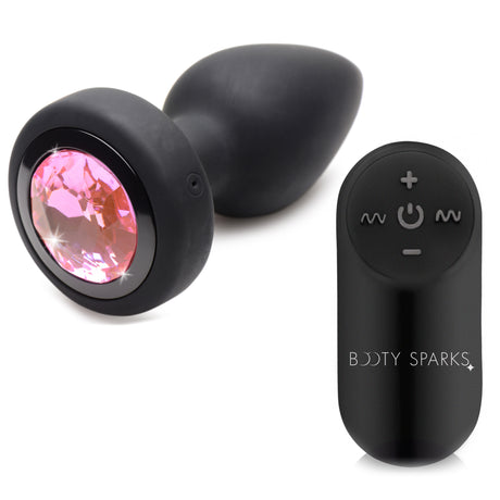 Booty Sparks 28X Vibrating Silicone Gem Anal Plug — Small (Pink) - BTYS-AG965-SML