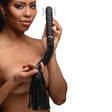 Master Series 9X Vibrating Silicone Dildo Flogger, Black - 848518047533