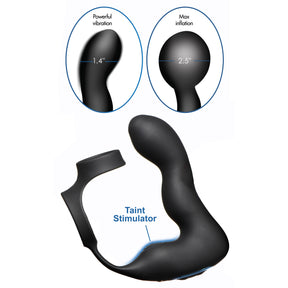 Swell 10X Inflatable Vibrating Prostate Plug with Cock & Ball Ring, Black - 848518047557