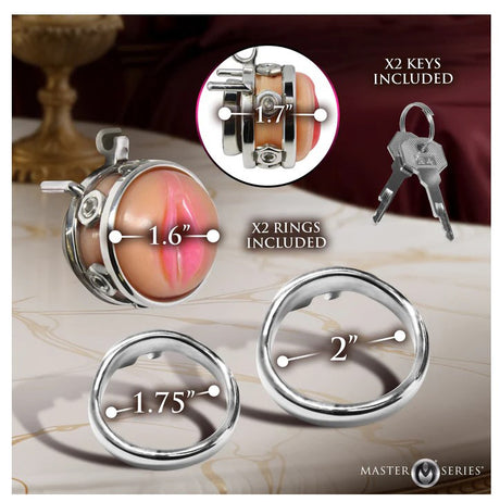 XR Brands Pussy Boy Metal Chastity Cage, Silver Stainless Steel - MS-AH568