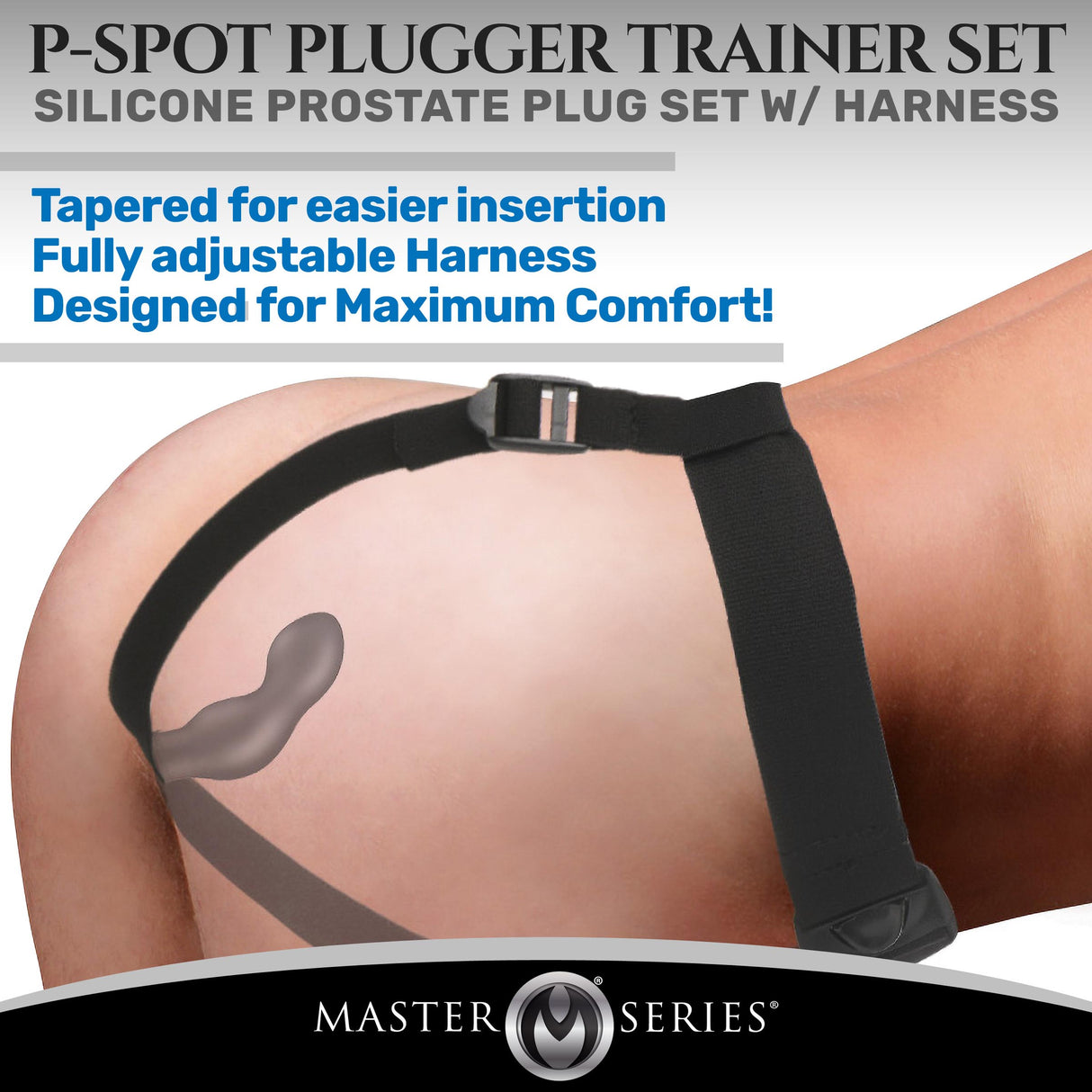 Master Series P-Spot Plugger Trainer Set — 3-Piece Silicone Prostate Plug & Harness - 848518048882
