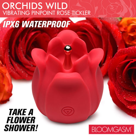 Bloomgasm Orchids Wild Pinpoint Vibrating Rose Tickler — Red - INM-AH104