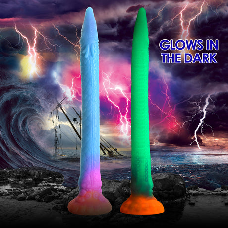 Creature Cocks Makara Glow-in-the-Dark Silicone Snake Dildo, 18.25in - CC-AH149