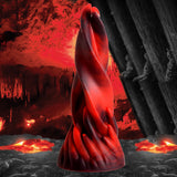Creature Cocks Hell Kiss Twisted Tongues Silicone Dildo, 7.4 in Black/Red - CC-AH159-RED