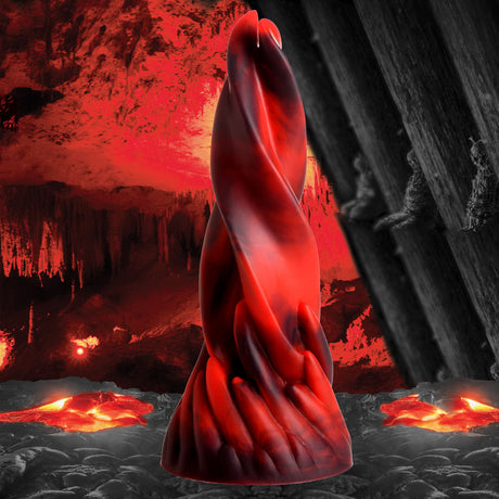 Creature Cocks Hell Kiss Twisted Tongues Silicone Dildo, 7.4 in Black/Red - CC-AH159-RED