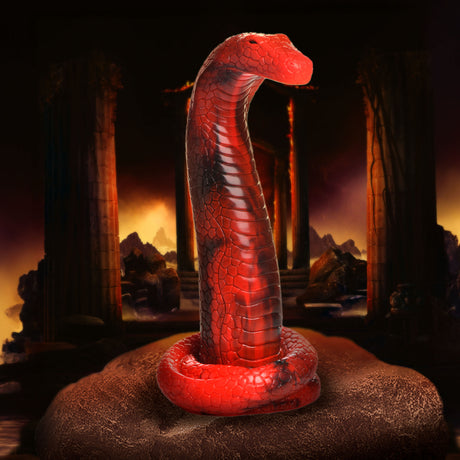 Creature Cocks King Cobra Silicone Dildo, 10.2 in (Red/Black) - CC-AH196