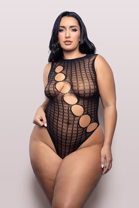Fantasy Lingerie Latest Obsession Teddy — Queen Black - FL-V830-QS-B