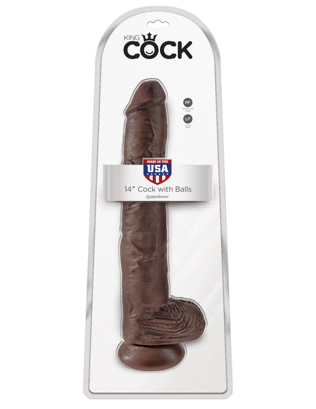 Pipedream King Cock 14-Inch with Suction Base — Brown - PD5534-29