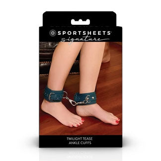 Sportsheets Signature Twilight Tease Ankle Cuffs — Blue, Cashmere-Touch Silicone - SS68105