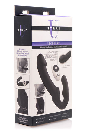 XR Brands Urge Silicone Strapless Strap-On with Remote — Black - SU-AF707