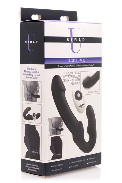 Urge Silicone Strapless Strap on With Remote - Black by XR Brands