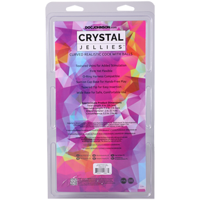 Doc Johnson Crystal Jellies Curved Realistic Dildo with Balls — 8 in, Purple - DJ0288-40-CD
