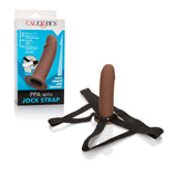 CalExotics Stretch Girth Enhancer with Jock Strap — Brown - SE1630103