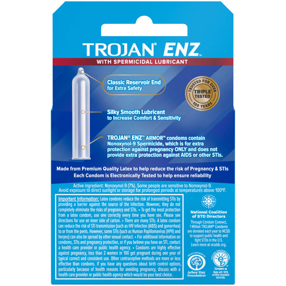 Trojan Enz Armor Spermicidal Lubricated Condoms - 3 Pack by Paradise Marketing