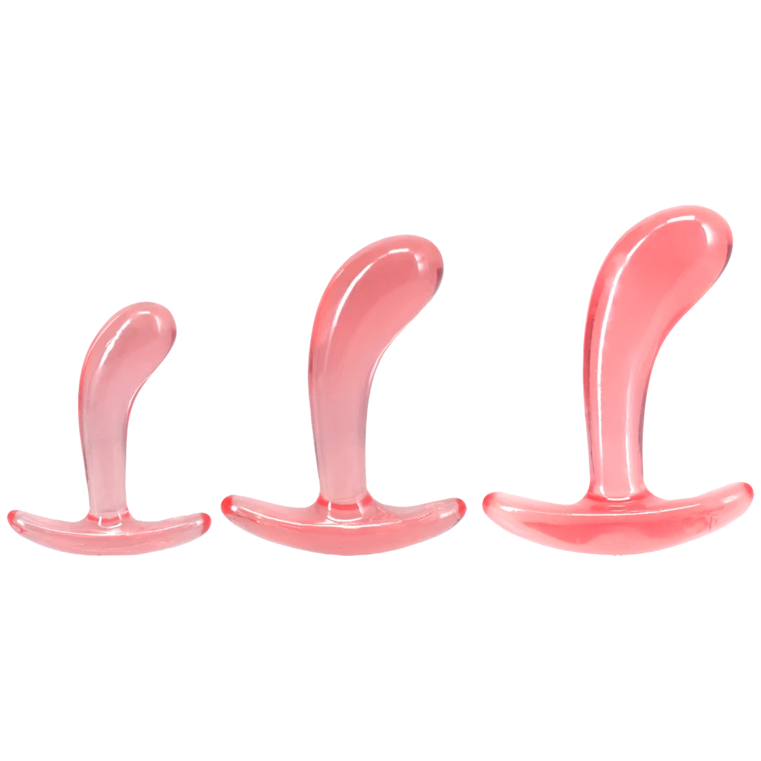 Doc Johnson Crystal Jellies Curved Anal Trainer Set, Pink (3-Piece) - DJ0289-68-CD