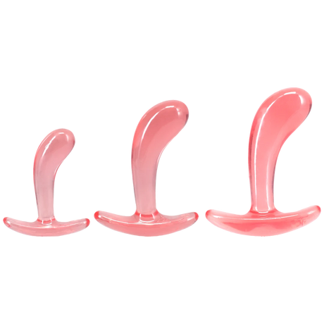 Doc Johnson Crystal Jellies Curved Anal Trainer Set, Pink (3-Piece) - DJ0289-68-CD