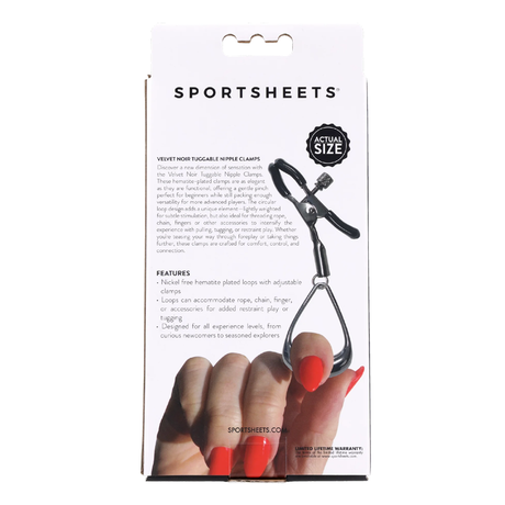 Sportsheets Velvet Noir Tuggable Nipple Clamps - SS37005