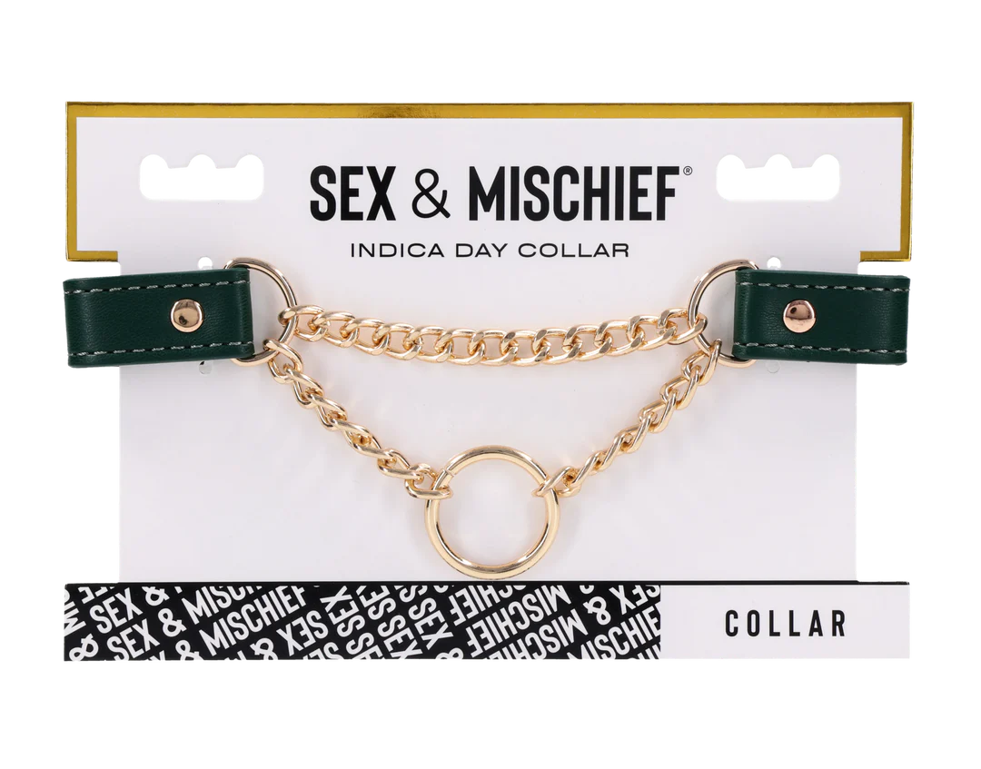 Sportsheets Indica Day Collar, Emerald Faux Leather (15–19 in) - SS10226