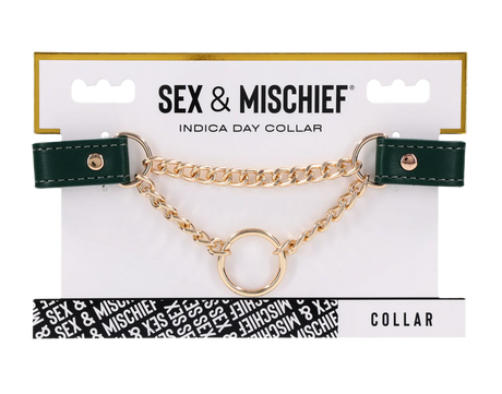 Sportsheets Indica Day Collar, Emerald Faux Leather (15–19 in) - SS10226