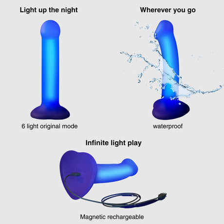 STRAP-ON-ME Glow LED Dildo, Medium — Purple - SM8743