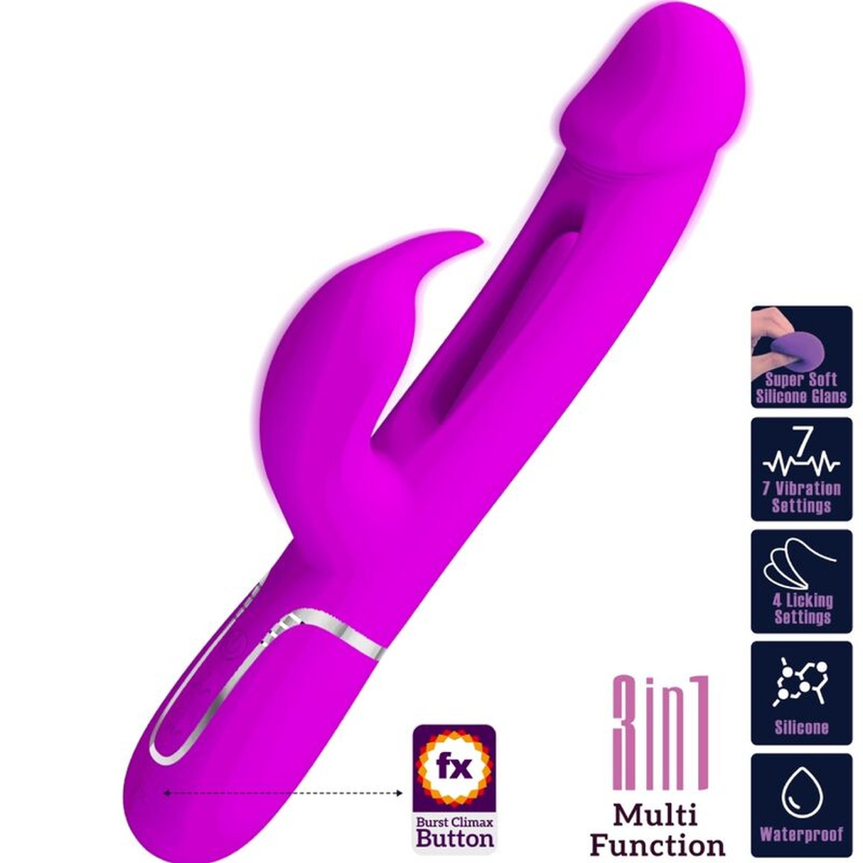 Pretty Love Twinkled Tenderness Kampas Rabbit Vibrator — Fuchsia - BW-500025