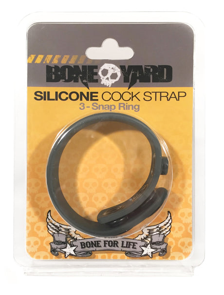 Rascal Boneyard 3-Snap Silicone Cock Strap - Gray - BY-0306