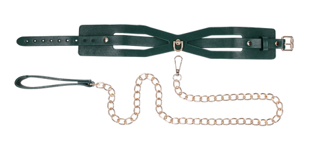 Sportsheets Indica Cutout Collar and Leash — Emerald, Adjustable Fit - SS10216