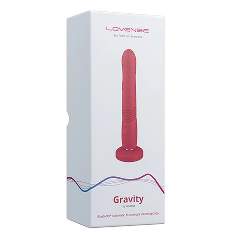 Lovense Gravity Thrusting Dildo — Red, Suction & App Control - LS0104