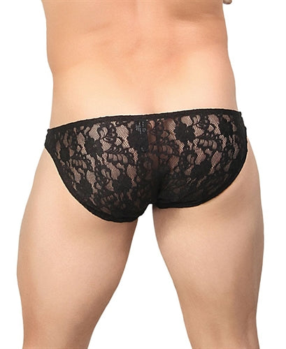 Stretch Lace Wonder Bikini - Medium - Black by Male Power