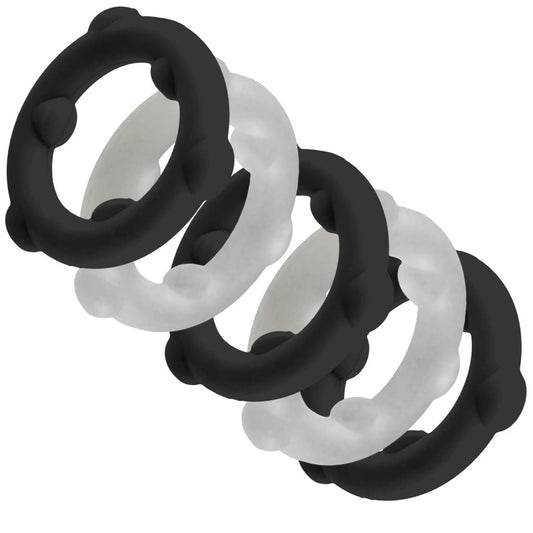 Oxballs Gearheads Cock Rings 5-Pack Black/Vapor - OX-3203-VPBK