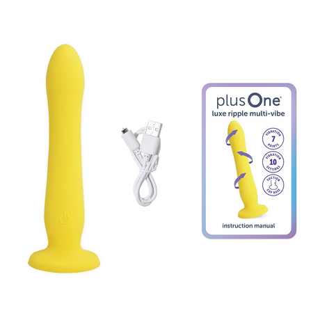 plusOne Luxe Ripple Multi Vibe Suction-Cup Dildo - PO6760