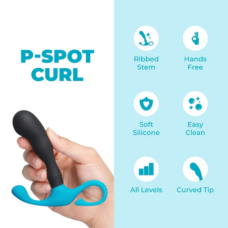 b-Vibe P-Spot Curl Hands-Free Silicone Prostate Massager - BV7810