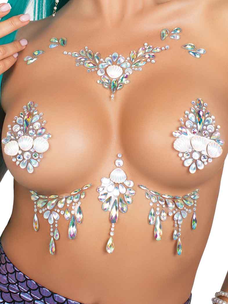 Leg Avenue Siren Adhesive Body Jewels — Clear - LA-BODY022