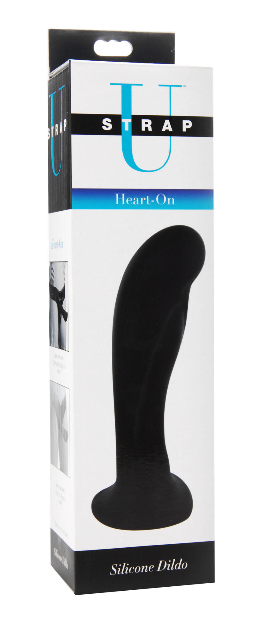 Heart on Silicone Harness Dildo - Black by XR Brands