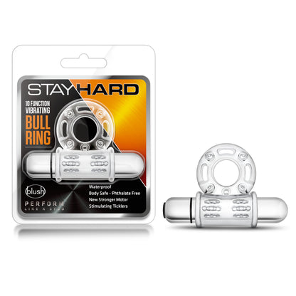Stay Hard 10 Function Vibrating Bull Ring - Clear by Blush