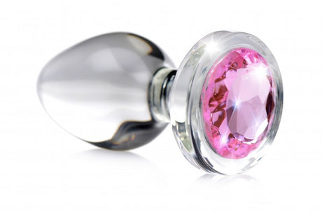 XR Brands Pink Gem Glass Anal Plug — Small - BTYS-AG430-SML