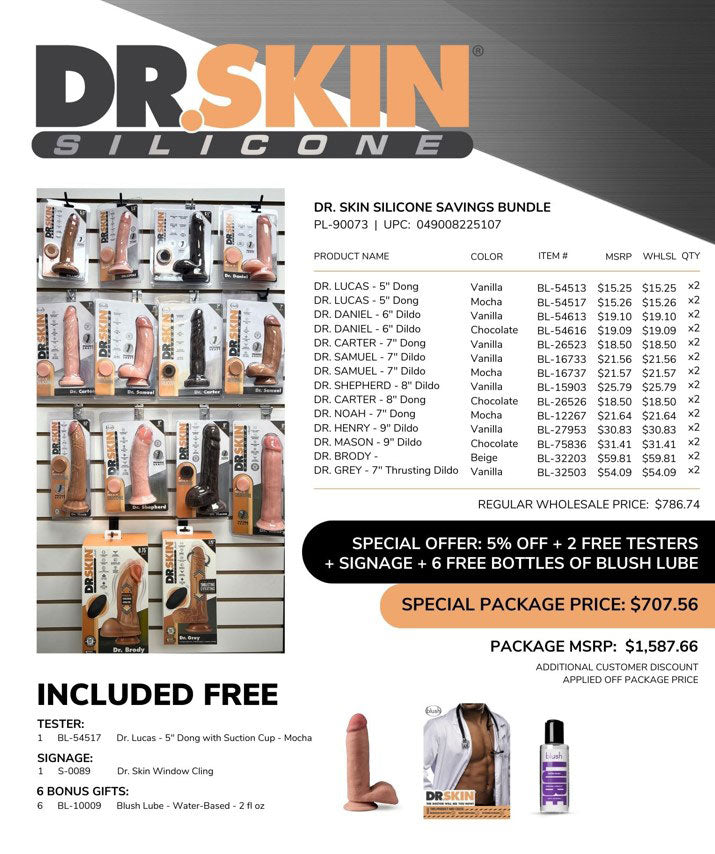 Blush Dr Skin Silicone Savings Bundle — Mixed Dildos & Lube - PL-90073